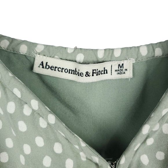 Abercrombie & Fit Mint Green White Polka Dot Tie-Front Crop Top Size Medium - Picture 6 of 7